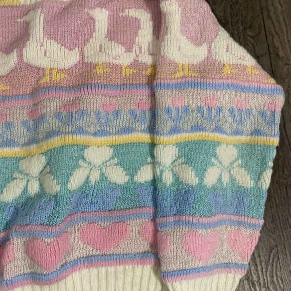 Vintage 80s Pastel Girls Duck Sweater - Picture 4 of 4
